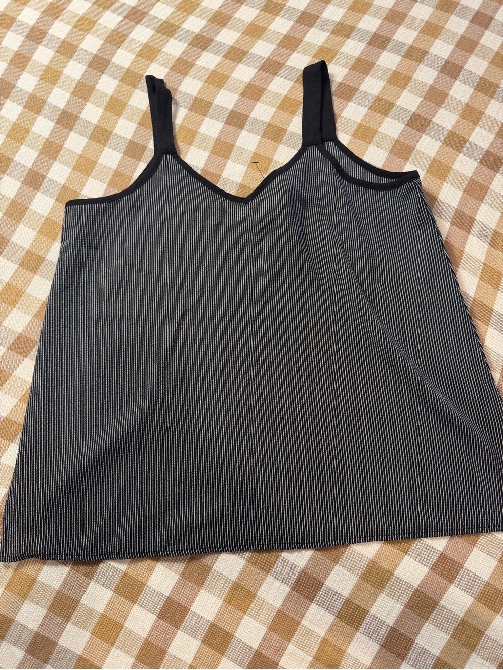 Bobeau Black & White Striped Swing Tank Top Size Medium